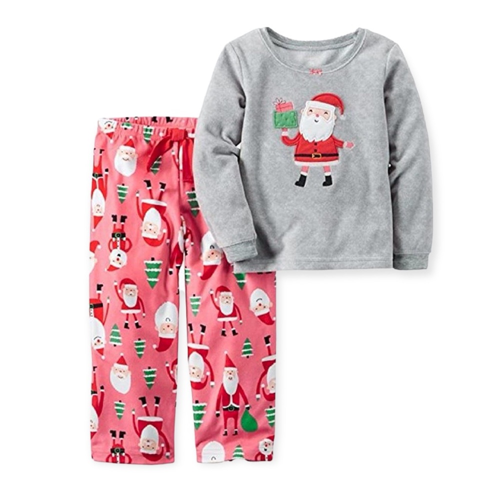 Carter's Girls Pajamas 2 pc. Top Bottom Christmas Santa Claus